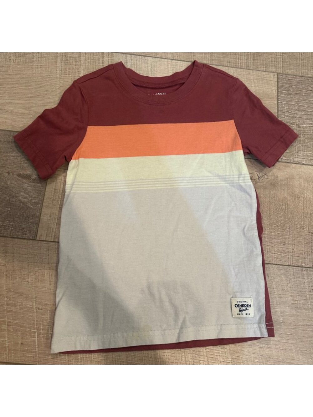 OSHKOSH BOYS 5T RED T-SHIRT STRIPES SHORT SLEEVE